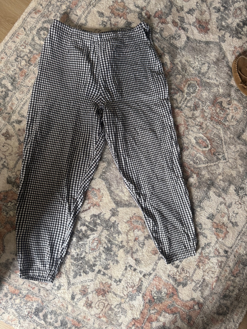 Vintage Black and White Gingham Jogger Pants